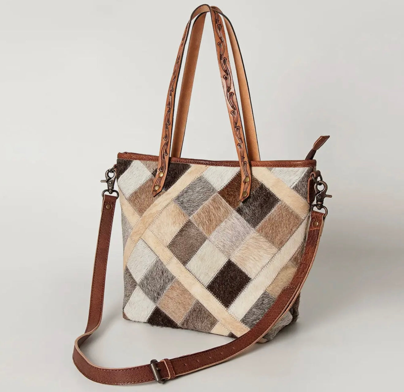 Elegance Leather & Cow Hair Handbag/Cross-Body