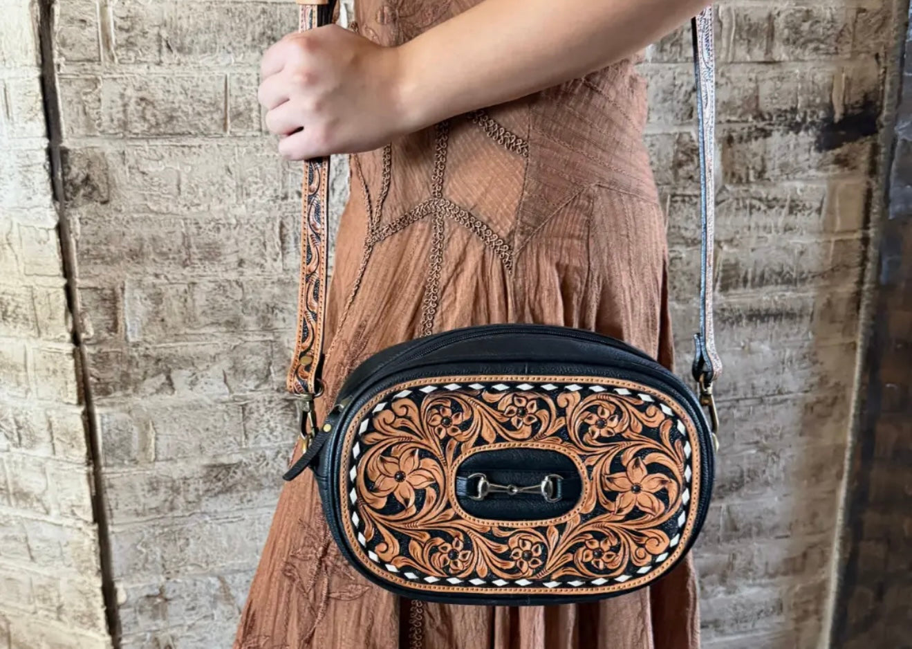 Bridle Belle Tooled Leather Crossbody Purse