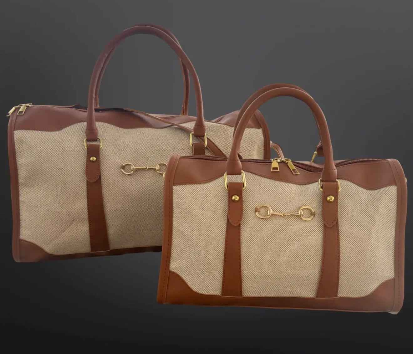 Faux Leather Canvas Snaffle Bag