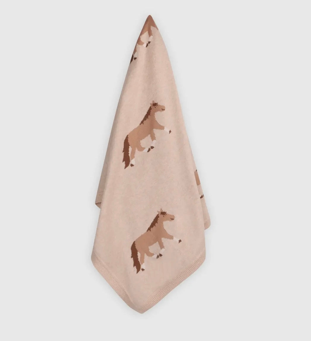 Pony Snuggles - Organic Cotton Jacquard Knit Baby Blanket