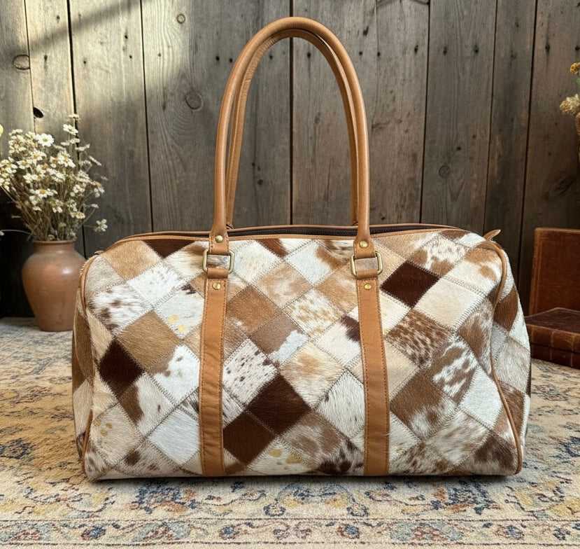 Boho Luxe Duffle Cowhide Travel Bag