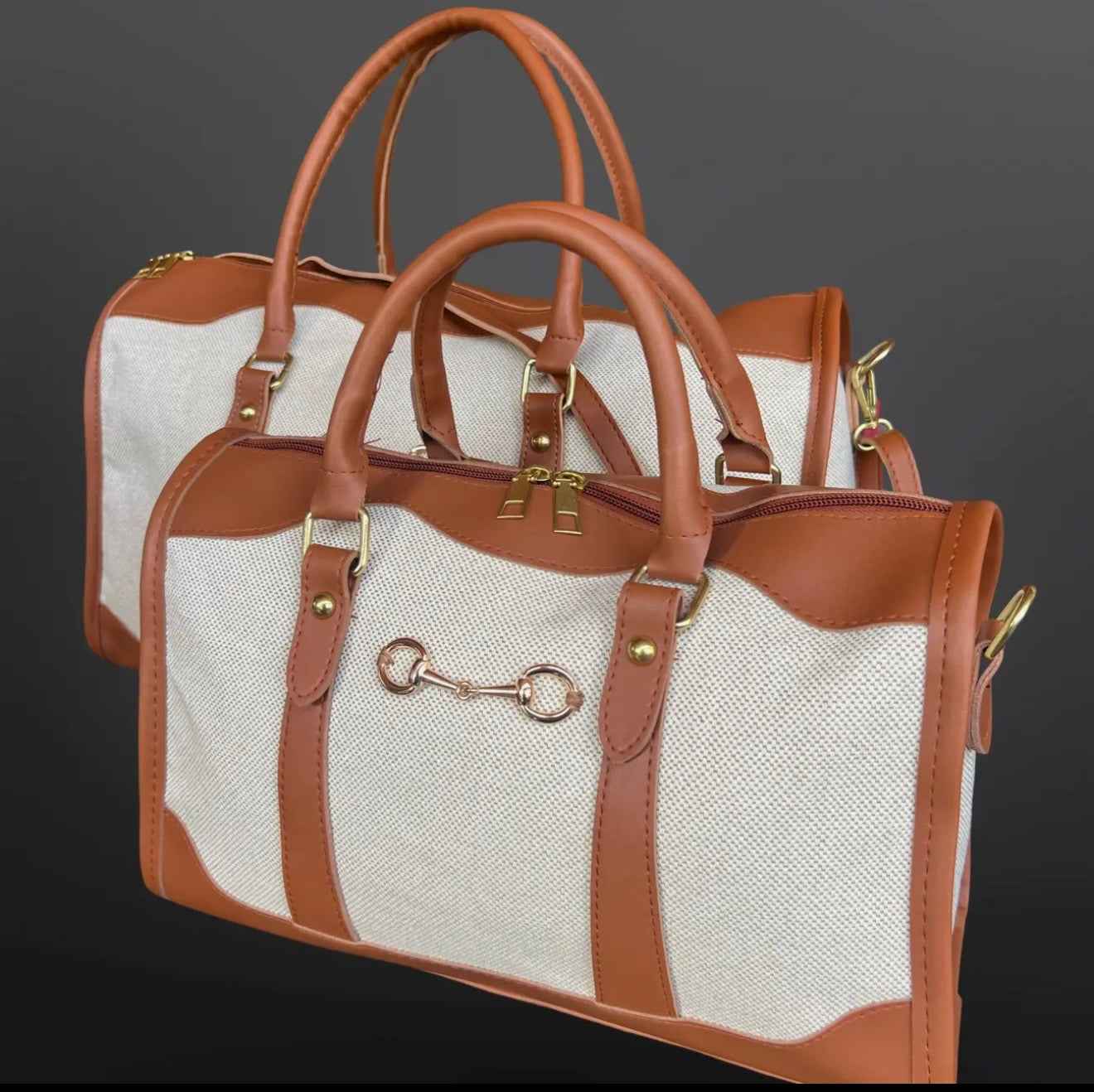 Faux Leather Canvas Snaffle Bag