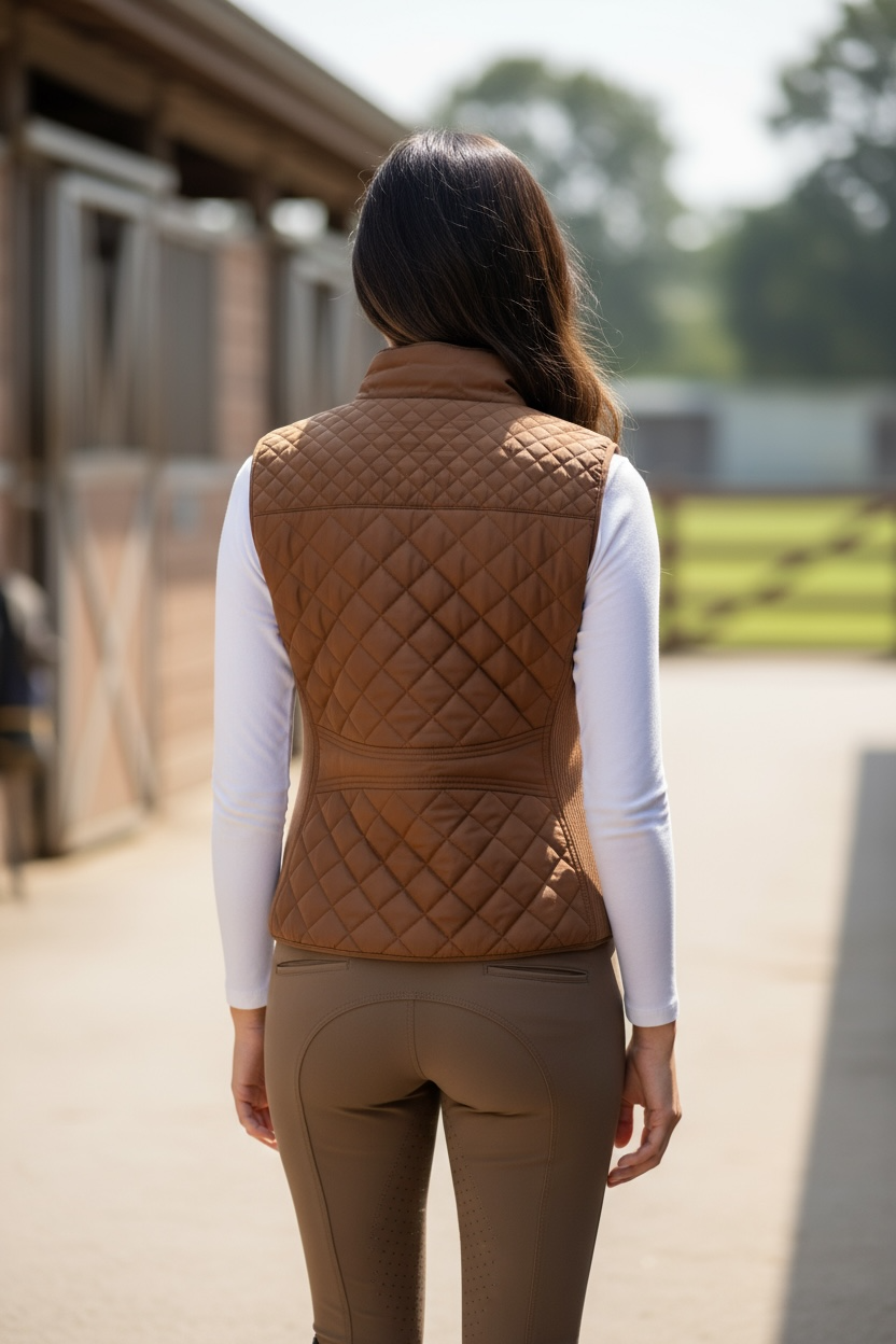 Cognac Quilted Riding Vest