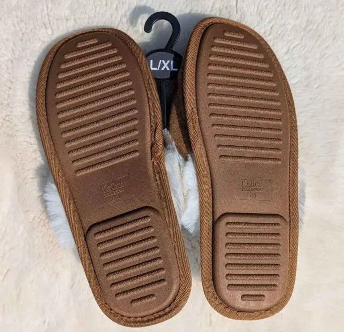 Fur Suede Equestrian Slippers - Gray