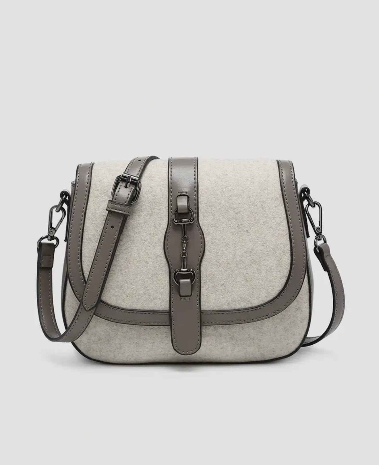 Woven Snaffle Vegan Handbag charcoal gray