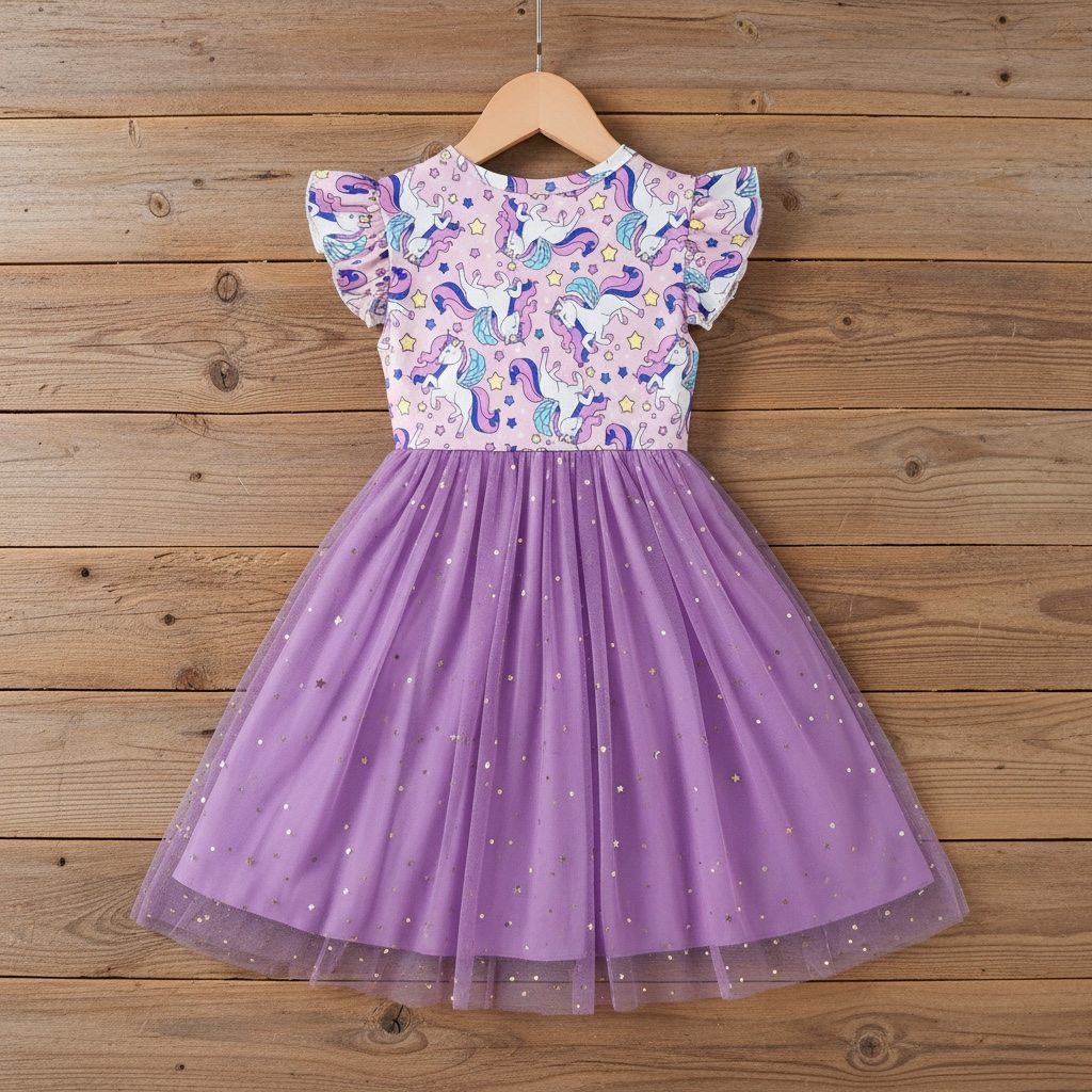Unicorn Ruffled Sleeve Dress
