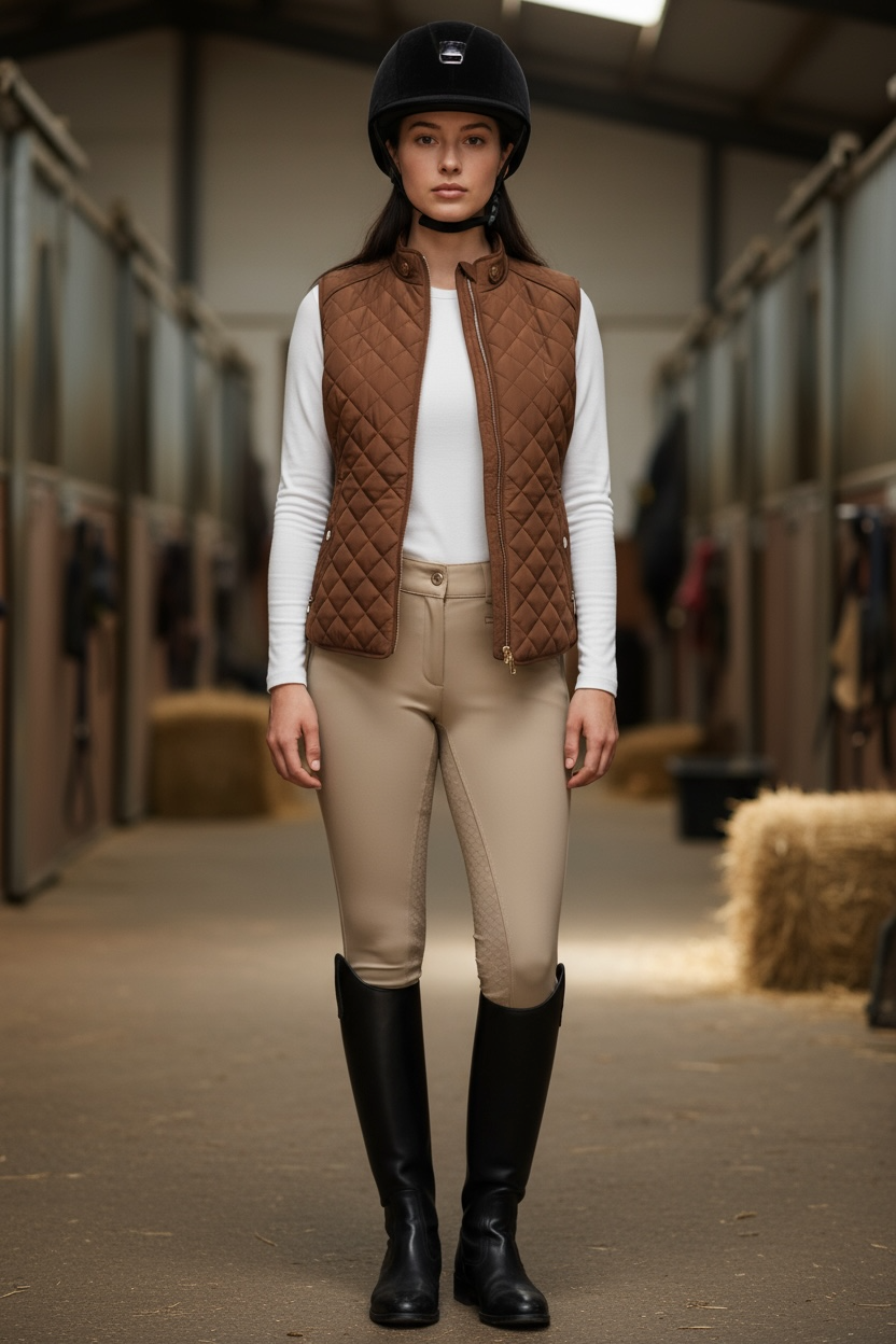 Cognac Quilted Riding Vest