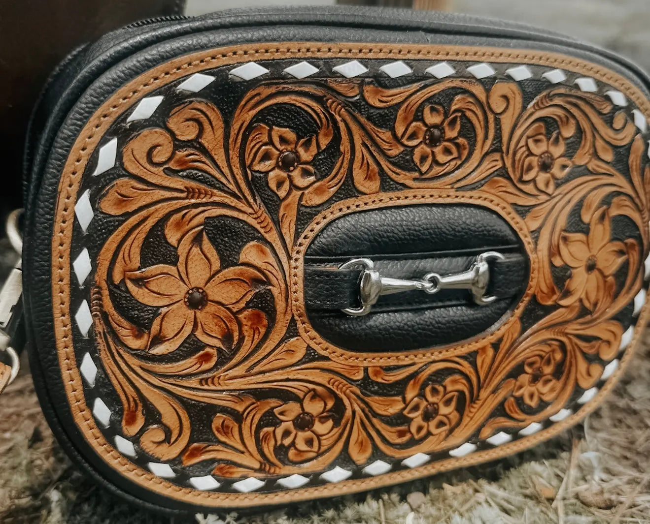 Bridle Belle Tooled Leather Crossbody Purse