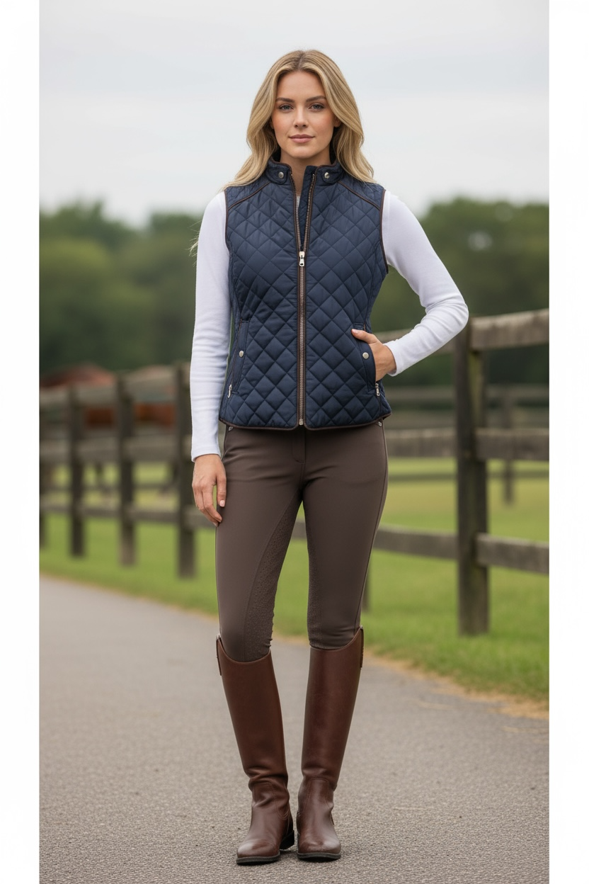 Navy Quilted Riding Vest