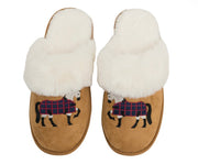 Fur Suede Equestrian Slippers - Gray
