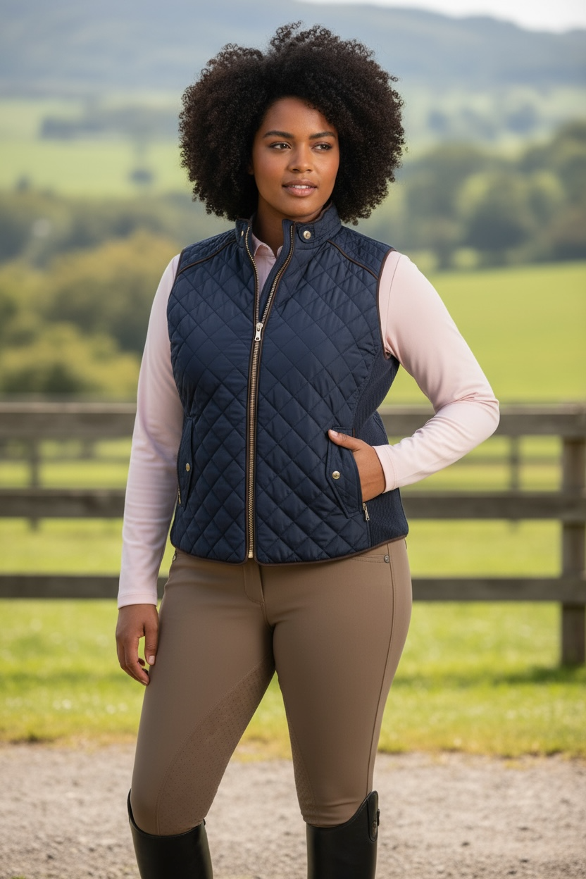 Navy Quilted Riding Vest