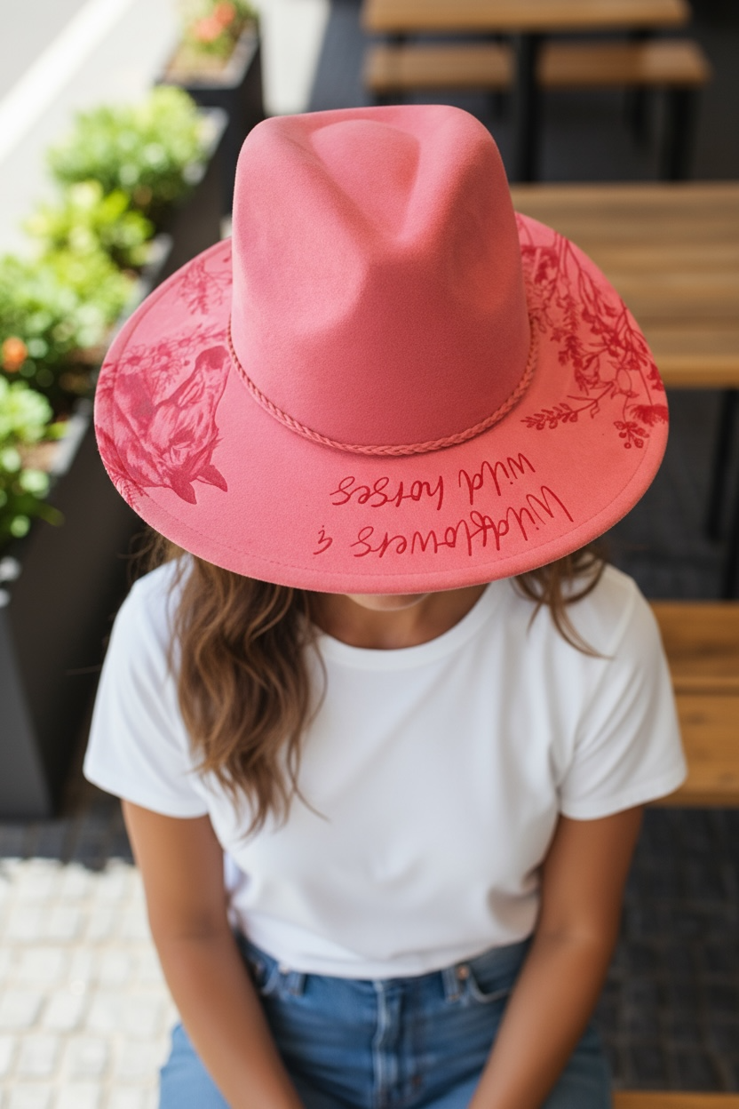 Wildflowers and Wild Horses Engraved Rancher Hat