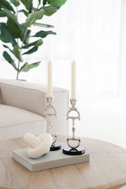 Huntley D Bit Pair of Candlesticks, Pair in Aluminum Silver Finish