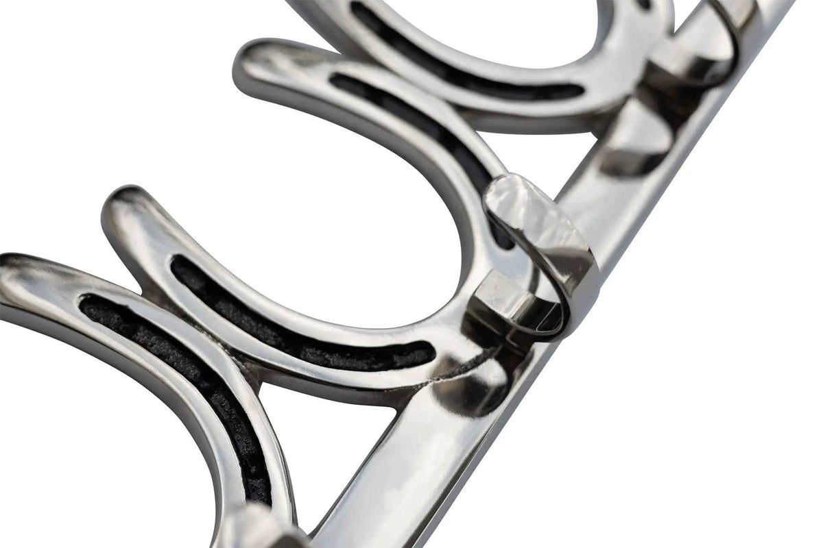 Huntley Equestrian Silver Horseshoe Wall Hook Rack-3 Hook Equestrian Home and Barn Decor